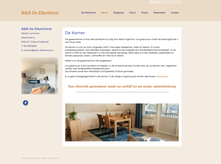 website B&B De Eikenhorst